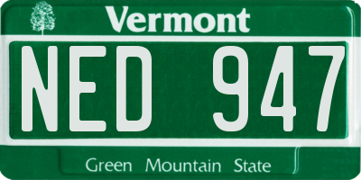 VT license plate NED947