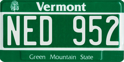 VT license plate NED952