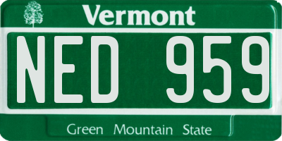VT license plate NED959