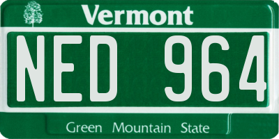 VT license plate NED964