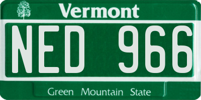 VT license plate NED966