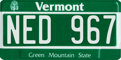 VT license plate NED967