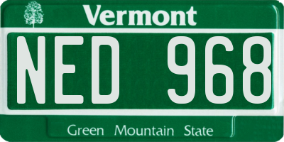 VT license plate NED968