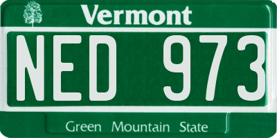 VT license plate NED973