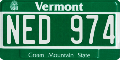 VT license plate NED974