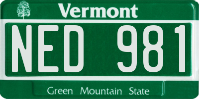 VT license plate NED981