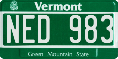 VT license plate NED983