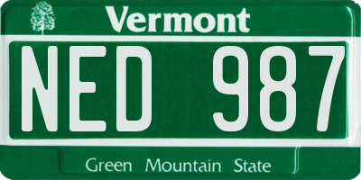 VT license plate NED987