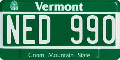 VT license plate NED990