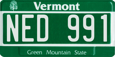 VT license plate NED991