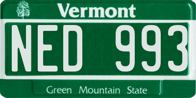 VT license plate NED993