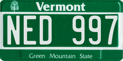 VT license plate NED997