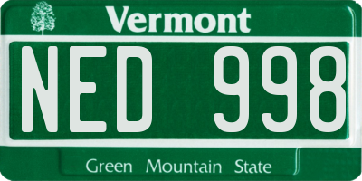 VT license plate NED998