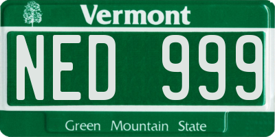 VT license plate NED999