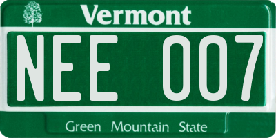 VT license plate NEE007