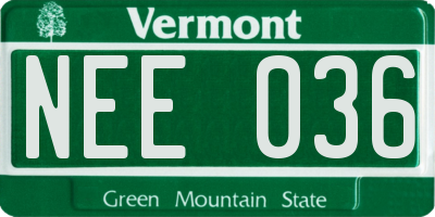 VT license plate NEE036