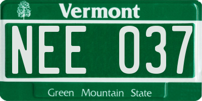 VT license plate NEE037