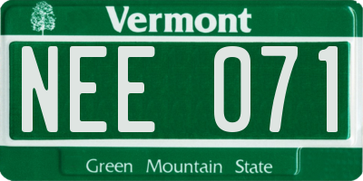 VT license plate NEE071