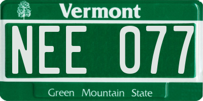 VT license plate NEE077