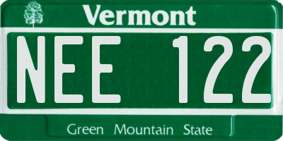 VT license plate NEE122