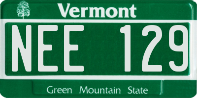 VT license plate NEE129