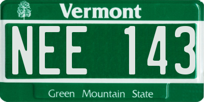 VT license plate NEE143