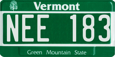VT license plate NEE183