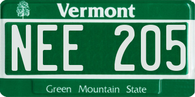 VT license plate NEE205