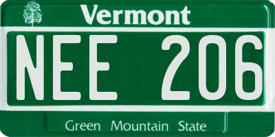 VT license plate NEE206