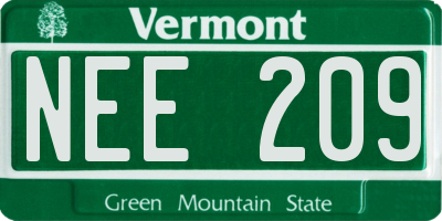 VT license plate NEE209