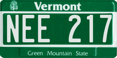 VT license plate NEE217