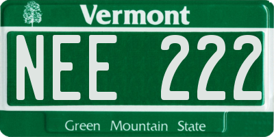 VT license plate NEE222