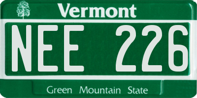 VT license plate NEE226