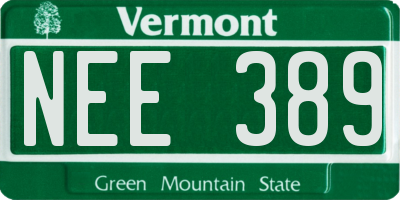 VT license plate NEE389