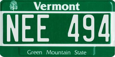 VT license plate NEE494