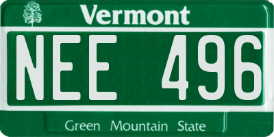 VT license plate NEE496