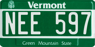 VT license plate NEE597
