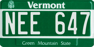 VT license plate NEE647