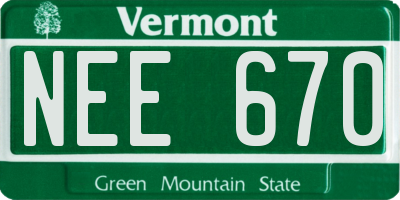 VT license plate NEE670
