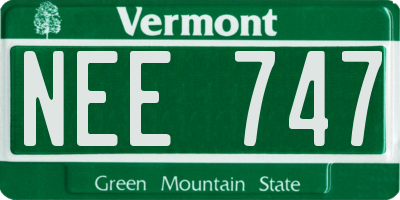 VT license plate NEE747