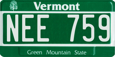 VT license plate NEE759