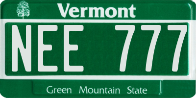 VT license plate NEE777