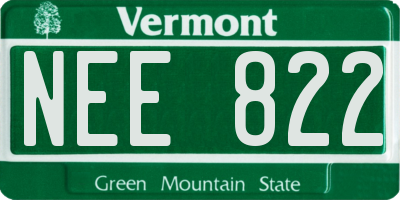 VT license plate NEE822
