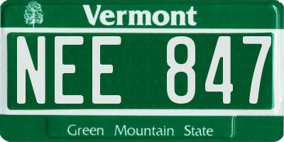 VT license plate NEE847