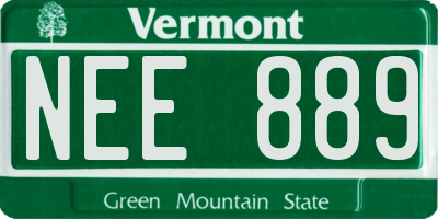 VT license plate NEE889