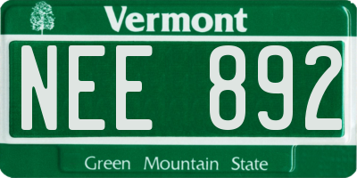 VT license plate NEE892