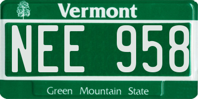 VT license plate NEE958
