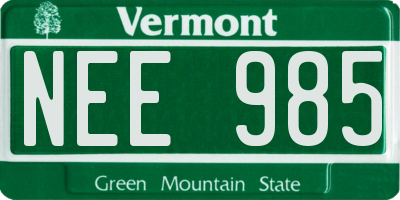 VT license plate NEE985
