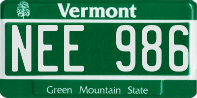 VT license plate NEE986