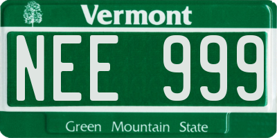 VT license plate NEE999